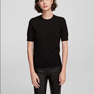 KARL Lagerfeld Broderie Chimique Knit Top